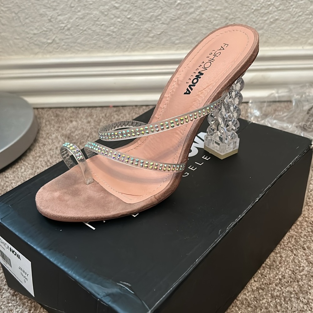 Nude diamond strapped heels